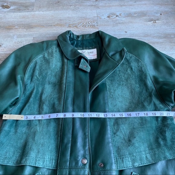 CAPRA | Vintage Long Green Leather Jacket - Picture 3 of 11